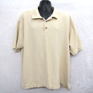 Paradise By AXIS Mens Polo Shirt 3X Big  Beige Short Sleeve Casual Button